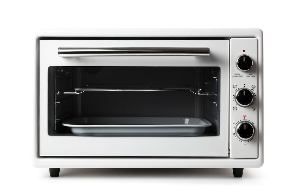 Close electric oven appliance white background technology. 