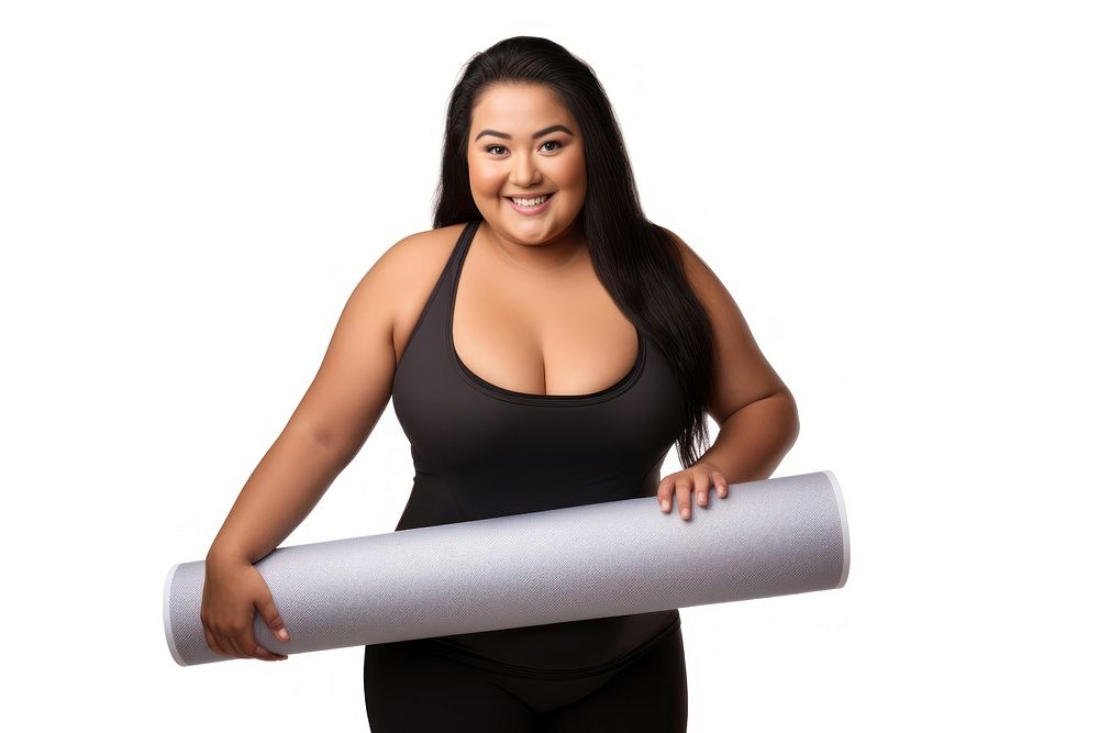 Chubby asian woman holding adult white background. AI generated Image by rawpixel.