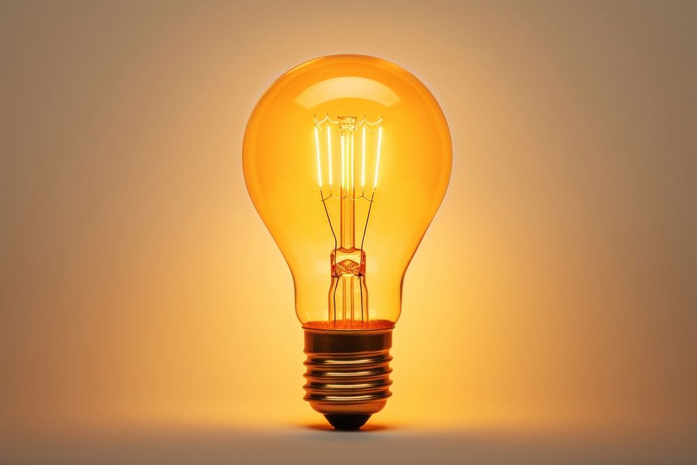 Light lightbulb glowing yellow. AI generated Image by rawpixel.