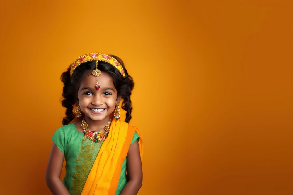 Indian little girl portrait smile photo. 