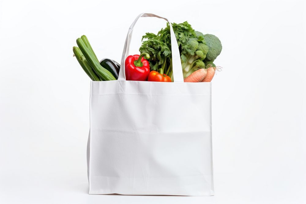 Bag handbag food white background. AI generated Image by rawpixel.