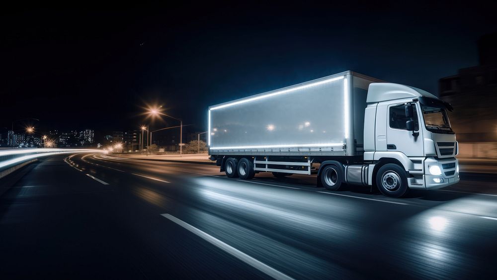 Truck Delivering delivering vehicle highway. AI generated Image by rawpixel.
