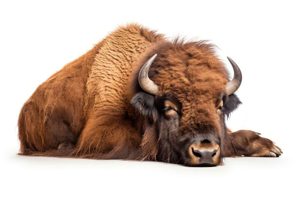 Bison sleeping livestock wildlife buffalo. AI generated Image by rawpixel.