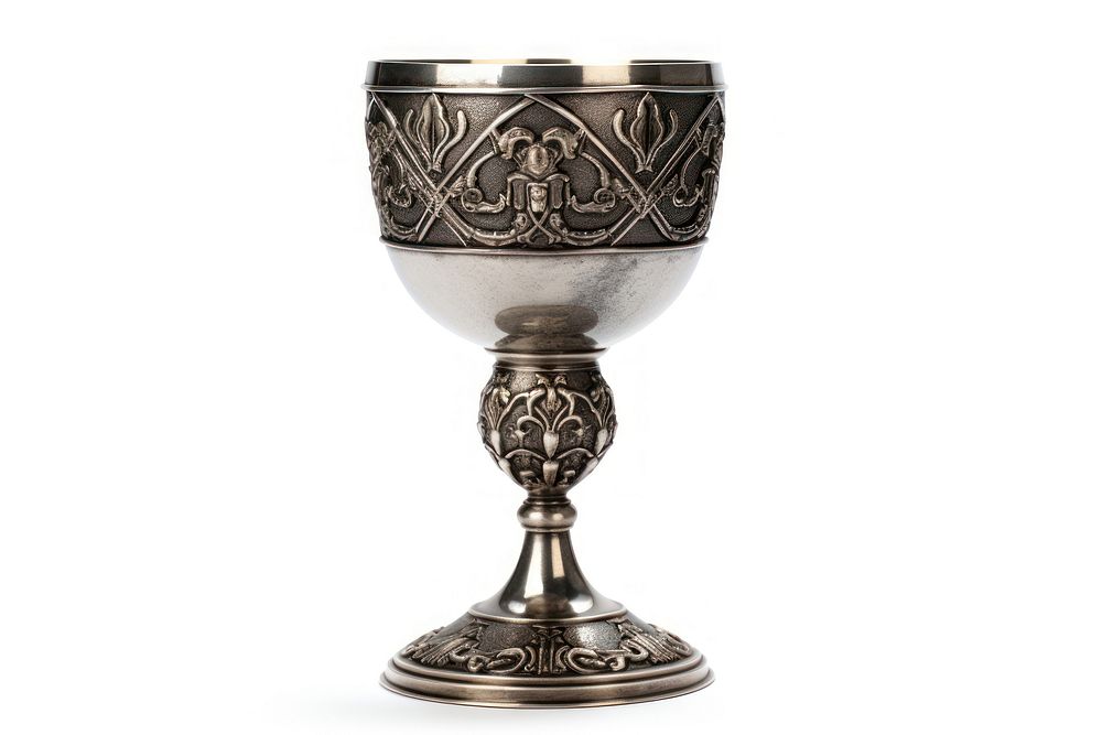 Old silver chalice glass white background architecture. AI generated Image by rawpixel.