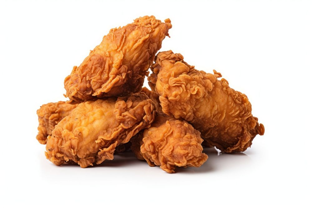 Fried chicken food white background freshness. AI generated Image by rawpixel.