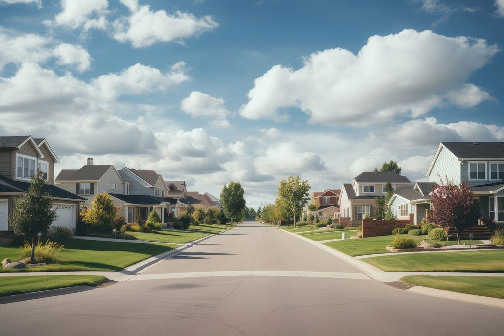 Neighborhood suburb landscape city. AI generated Image by rawpixel.