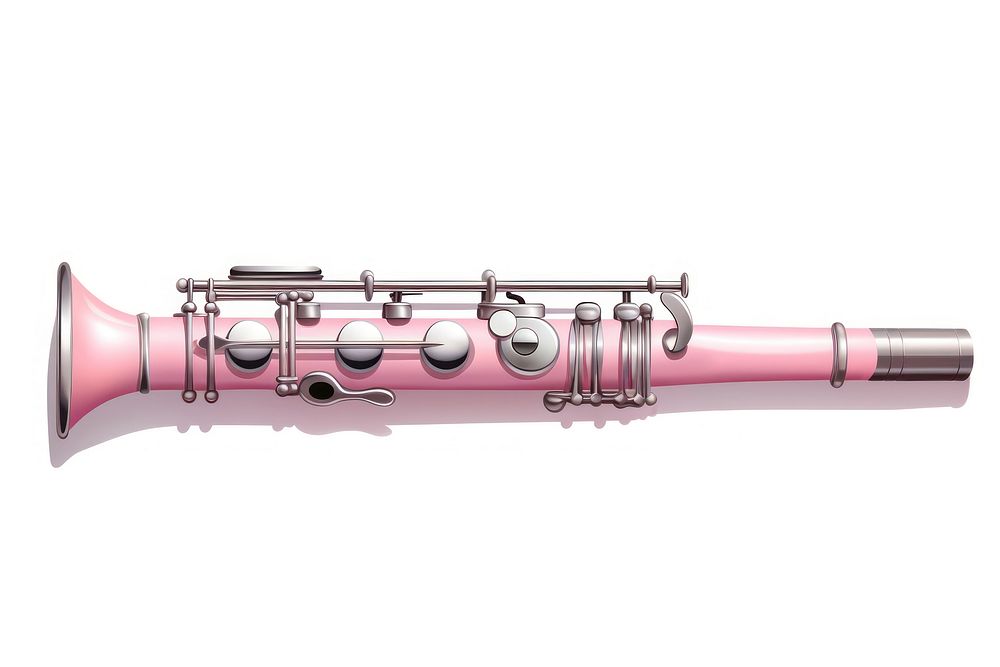 Pink clarinet oboe white background performance. AI generated Image by rawpixel.