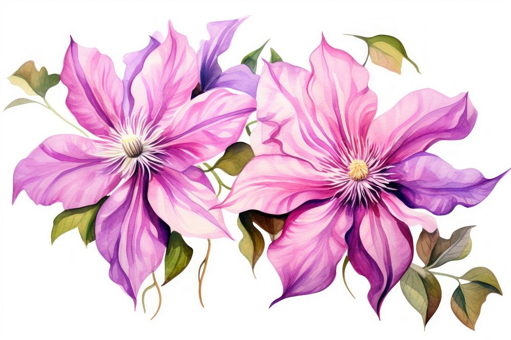Clematis flower purple petal. AI generated Image by rawpixel.