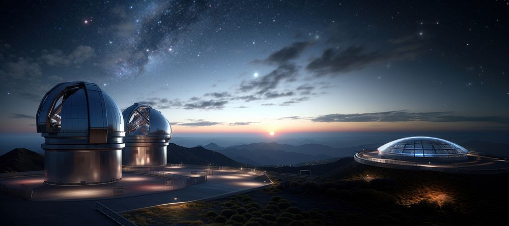 Planetary observation Extremely Large Telescope architecture observatory landscape. AI generated Image by rawpixel.