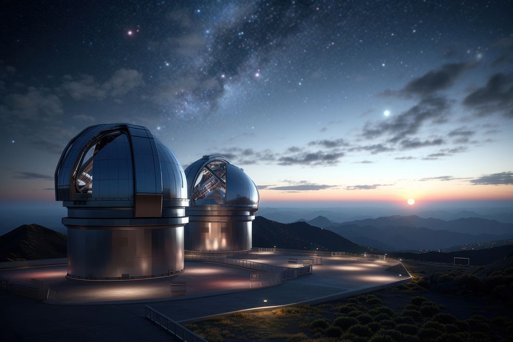 Planetary observation Extremely Large Telescope architecture observatory landscape. AI generated Image by rawpixel.
