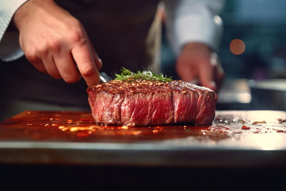 Chef kitchen steak meat. AI generated Image by rawpixel.