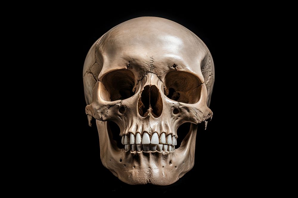 Human black background anthropology human skull. AI generated Image by rawpixel.