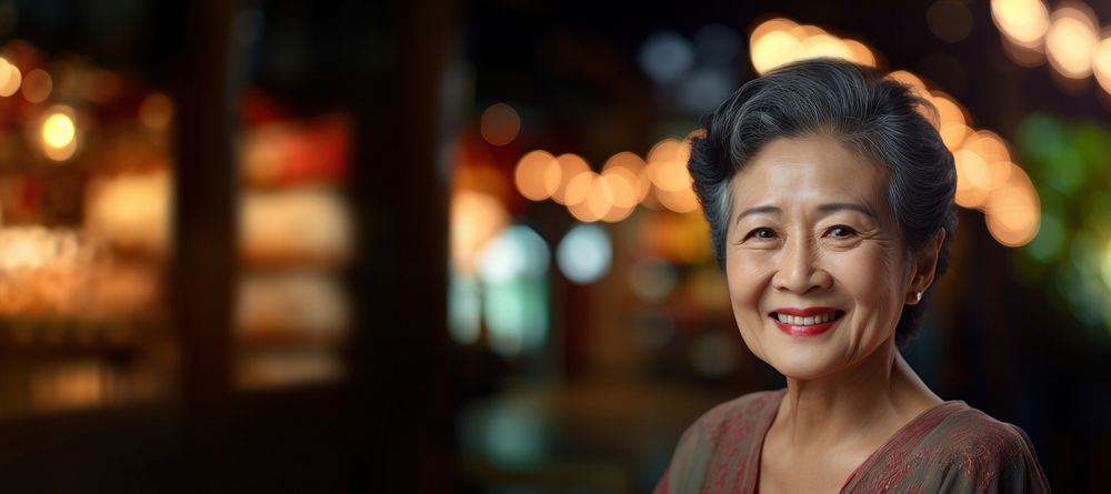 Senior Asian woman smile portrait adult. AI generated Image by rawpixel.