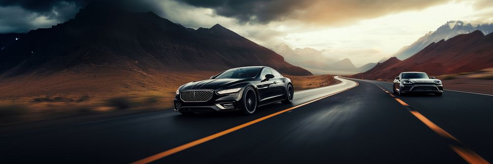 Luxury car landscape road outdoors. AI generated Image by rawpixel.