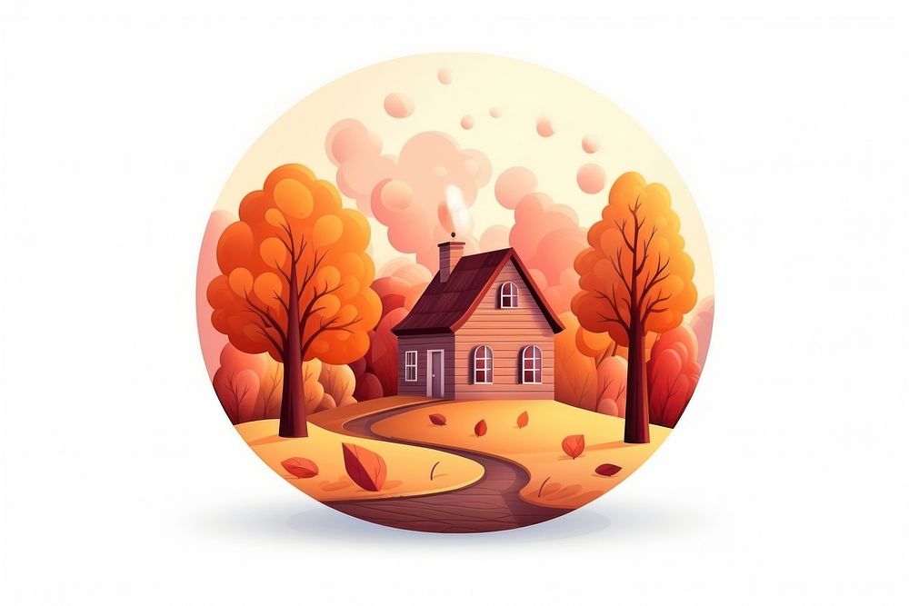 Fall season circle building cartoon house. AI generated Image by rawpixel.
