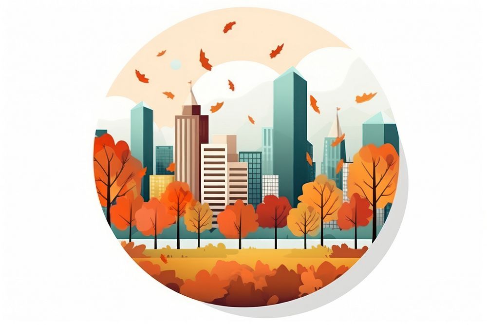 Fall season city outdoors cartoon. AI generated Image by rawpixel.