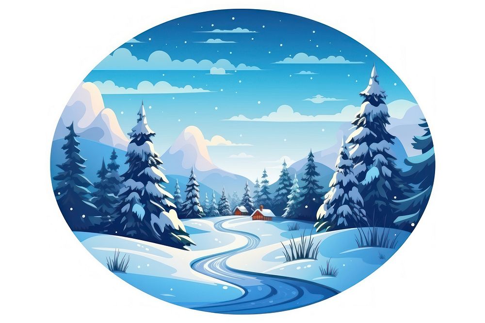 Winter circle icon cartoon winter nature. AI generated Image by rawpixel.