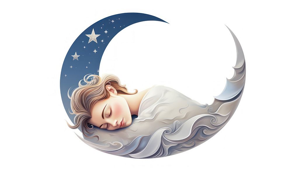 Moon sleeping angel night. AI generated Image by rawpixel.