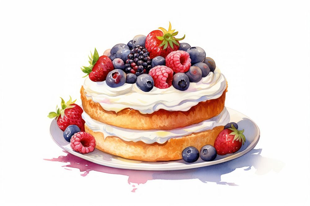 Cream cake blueberry dessert. AI generated Image by rawpixel.