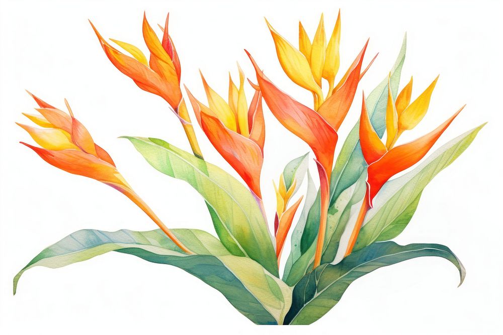 A Heliconia psittacorum flower heliconia plant. AI generated Image by rawpixel.