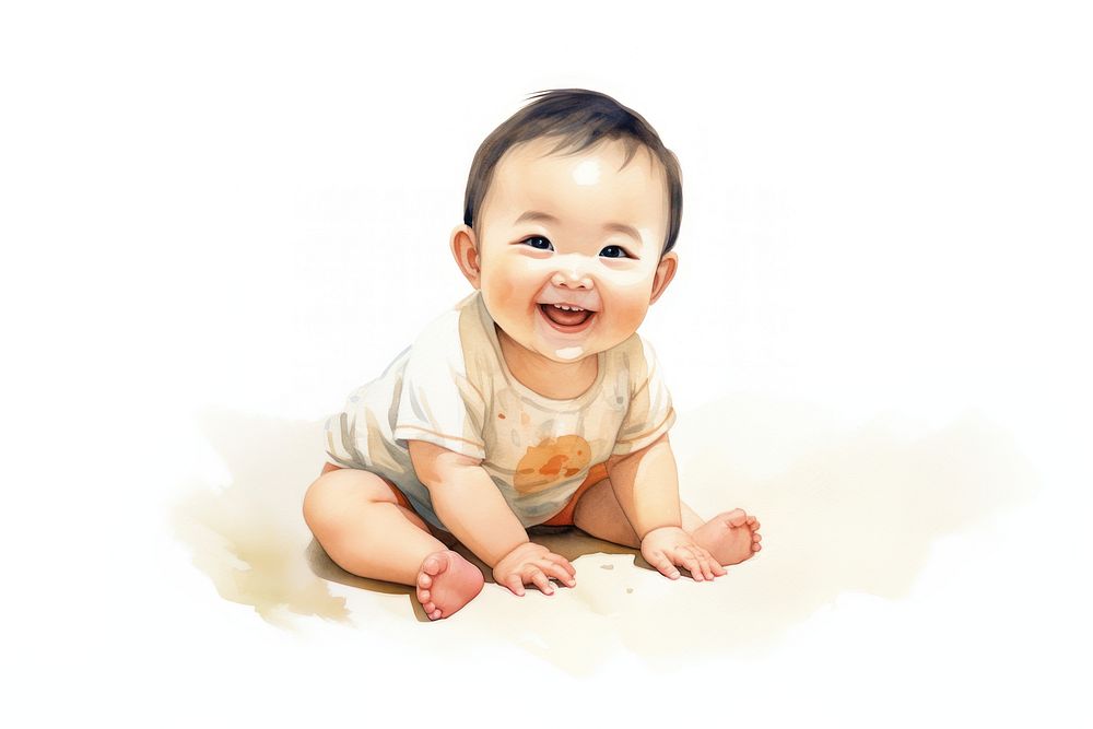 Baby crawling portrait smiling. 