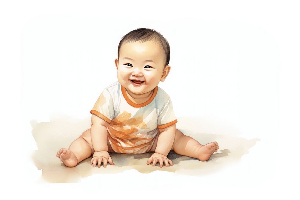 Baby crawling portrait smiling. AI generated Image by rawpixel.