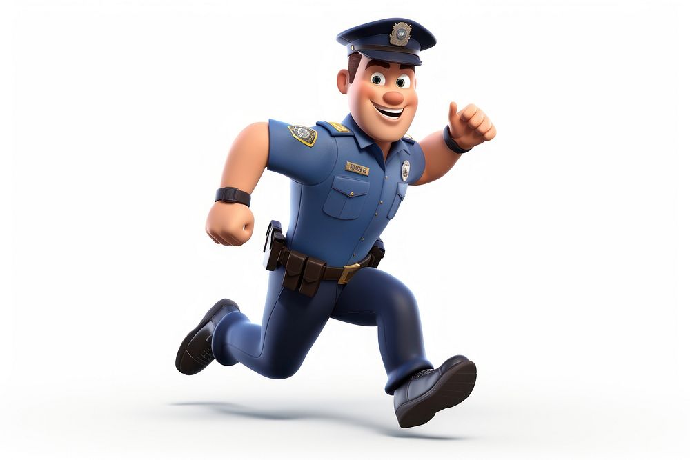 Police cartoon white background protection. AI generated Image by rawpixel.