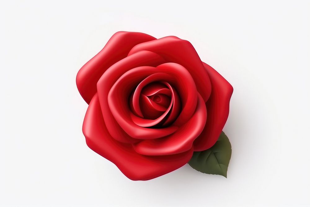 Red rose flower plant white background. 