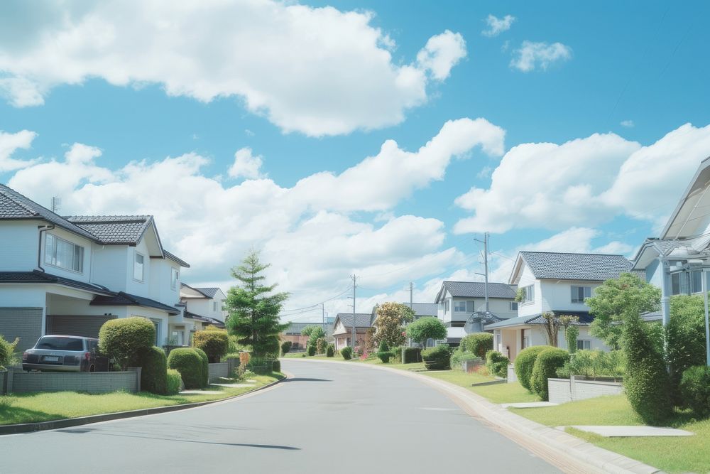 Neighborhood suburb sky infrastructure. AI generated Image by rawpixel.