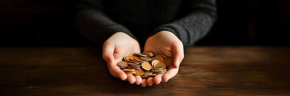 Coins in hands, investment. AI generated Image by rawpixel.