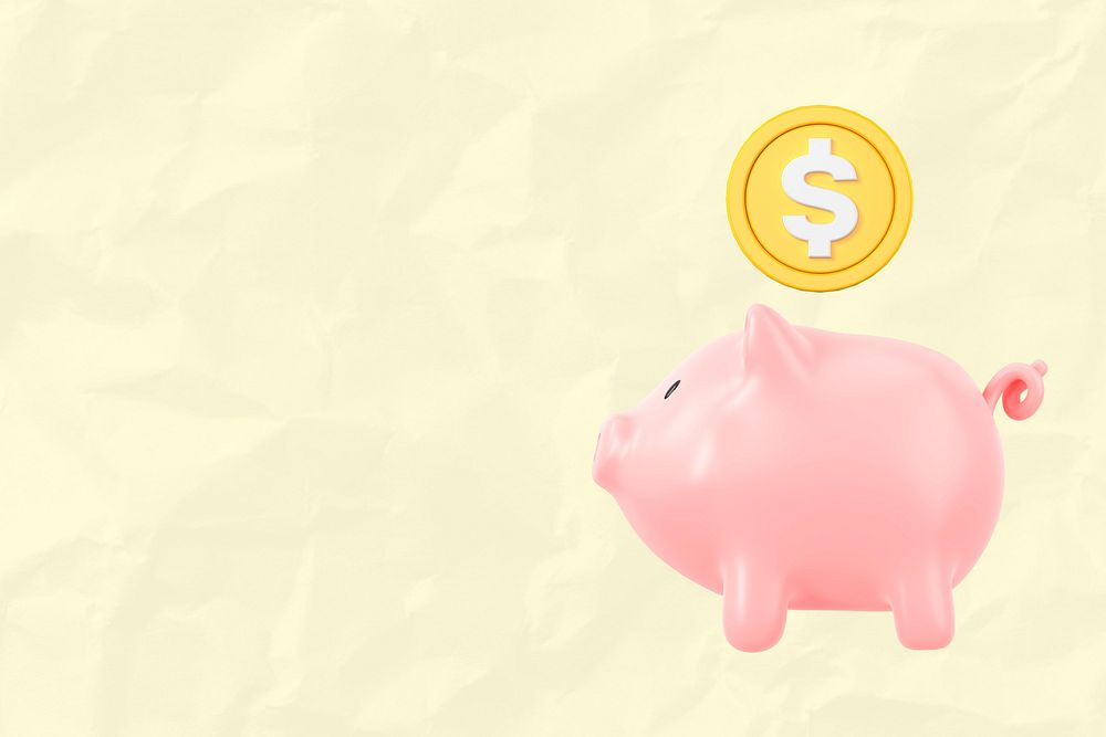 Piggy bank money background, 3D savings, finance remix
