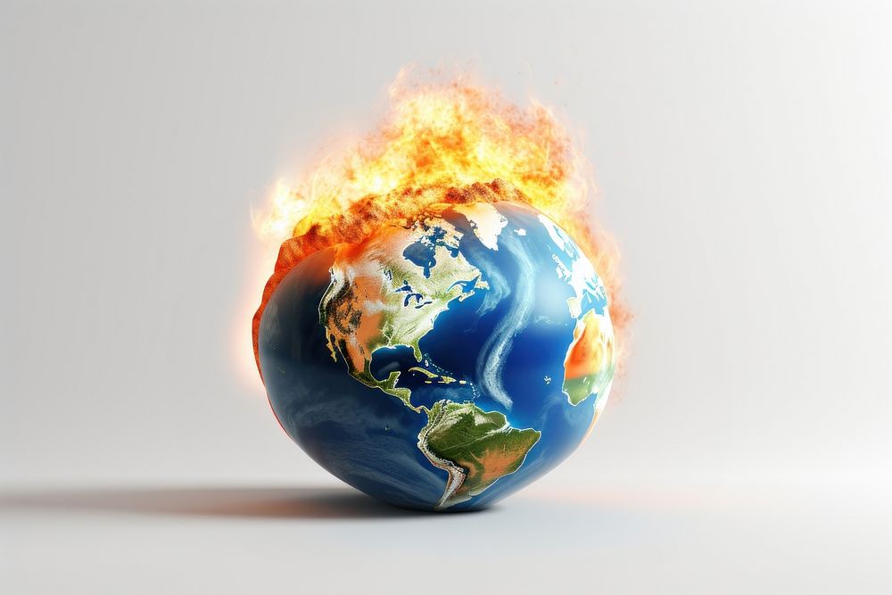 Earth 3d illustration fire sphere. AI generated Image by rawpixel.