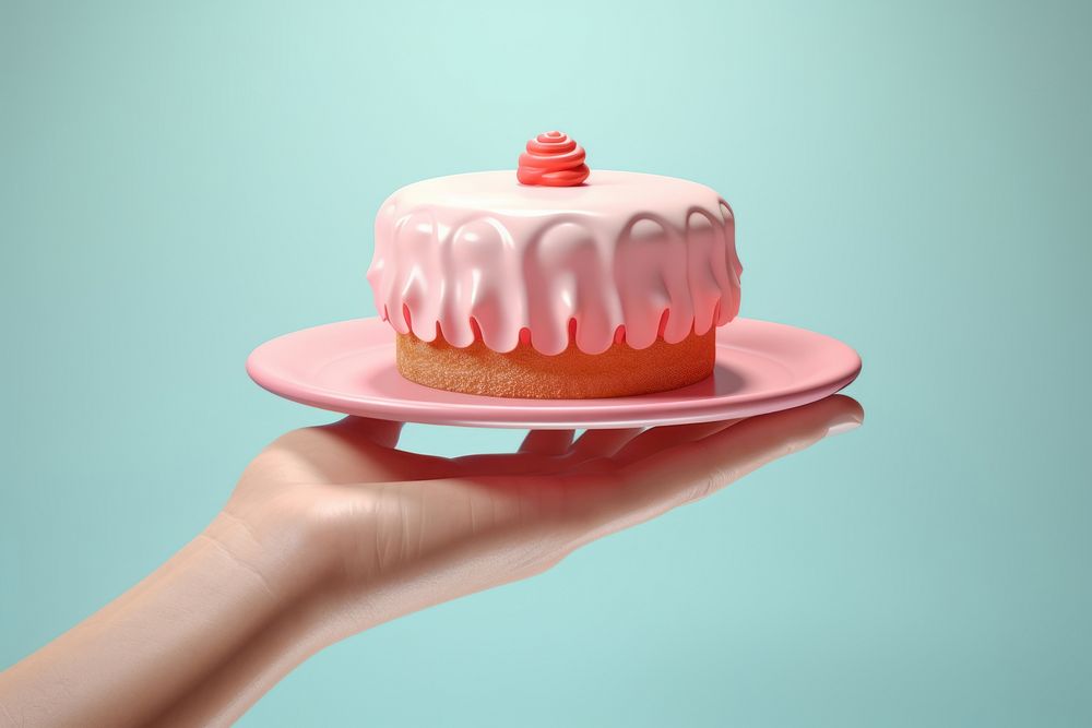 Hand holding cake dessert cupcake icing. AI generated Image by rawpixel.