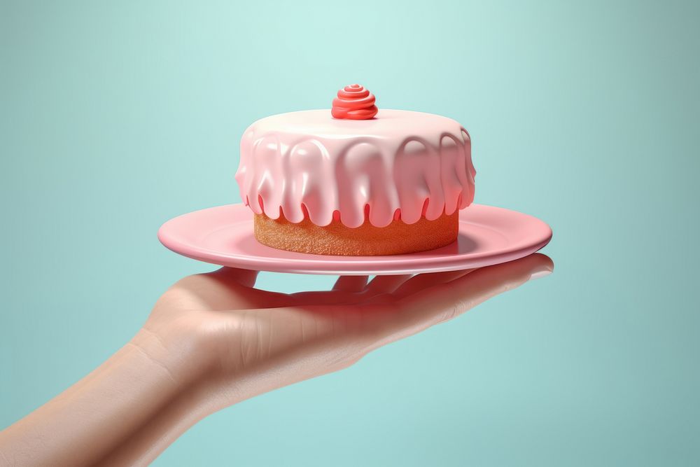 Hand holding cake dessert cupcake icing. 