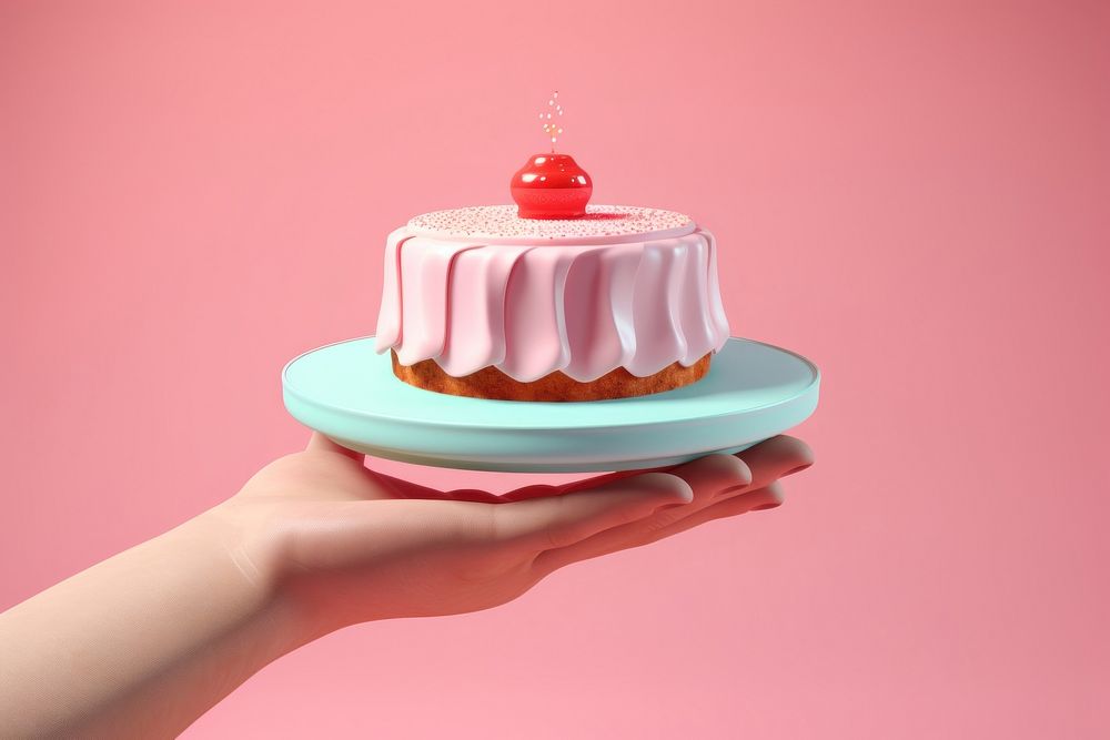Hand holding cake dessert cupcake icing. AI generated Image by rawpixel.