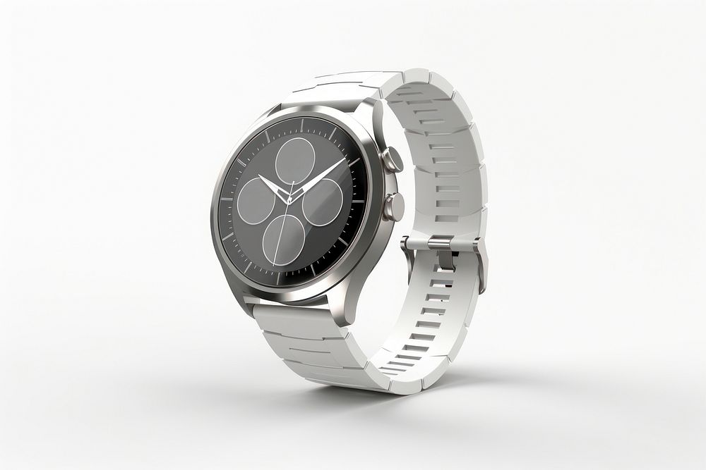 Smartwatch stainless steel line wristwatch white background technology. AI generated Image by rawpixel.