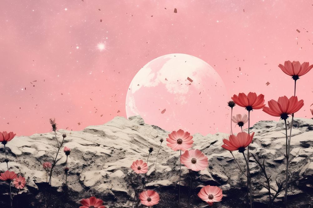 Clean background flower astronomy outdoors. AI generated Image by rawpixel.