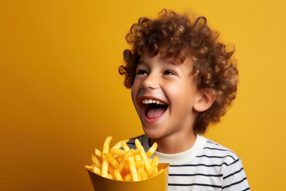 Eating happy food french fries. AI generated Image by rawpixel.