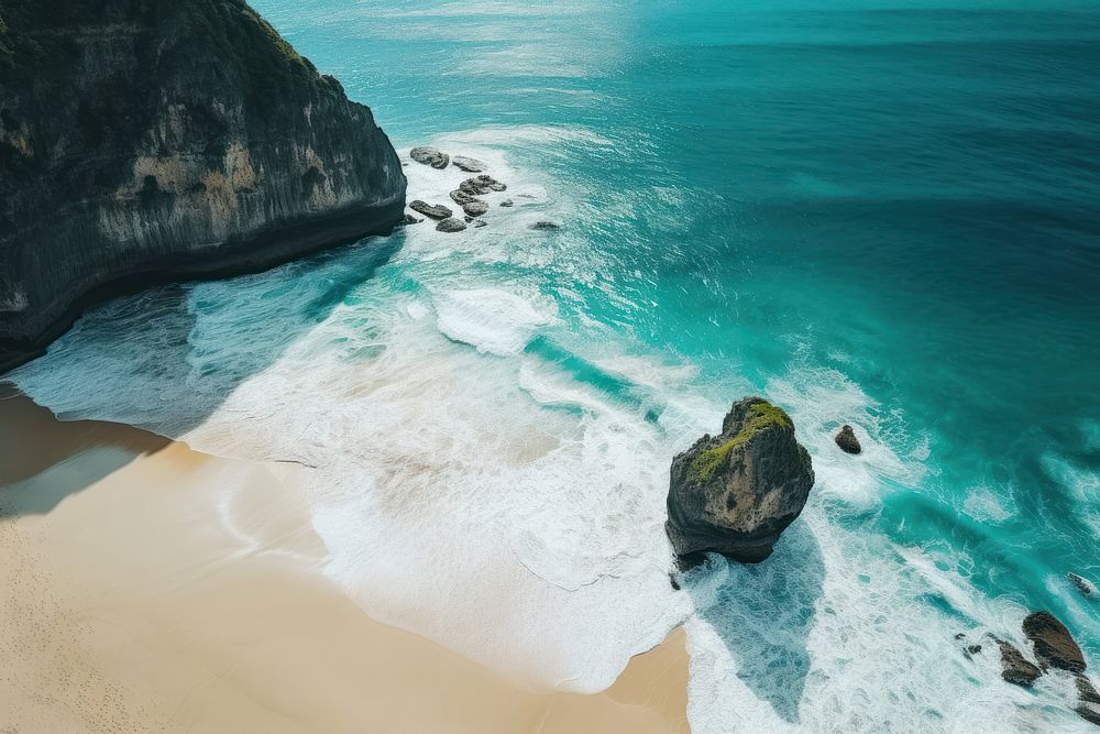 Kelingking Beach beach outdoors nature. AI generated Image by rawpixel.