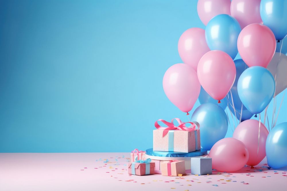Blue Birthday cake balloon birthday blue. AI generated Image by rawpixel.