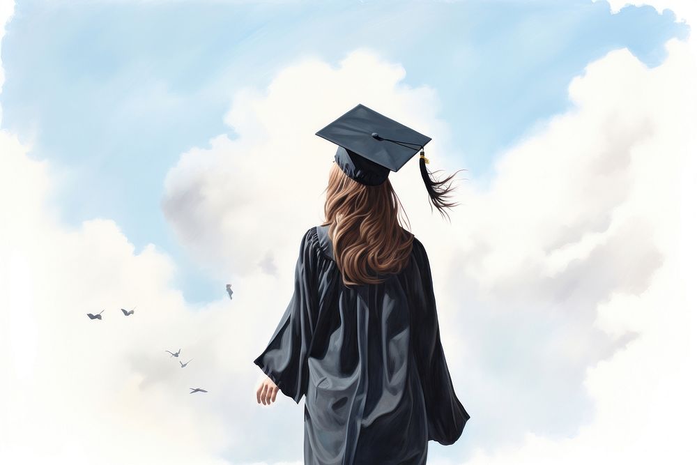 Graduation adult intelligence mortarboard. AI generated Image by rawpixel.