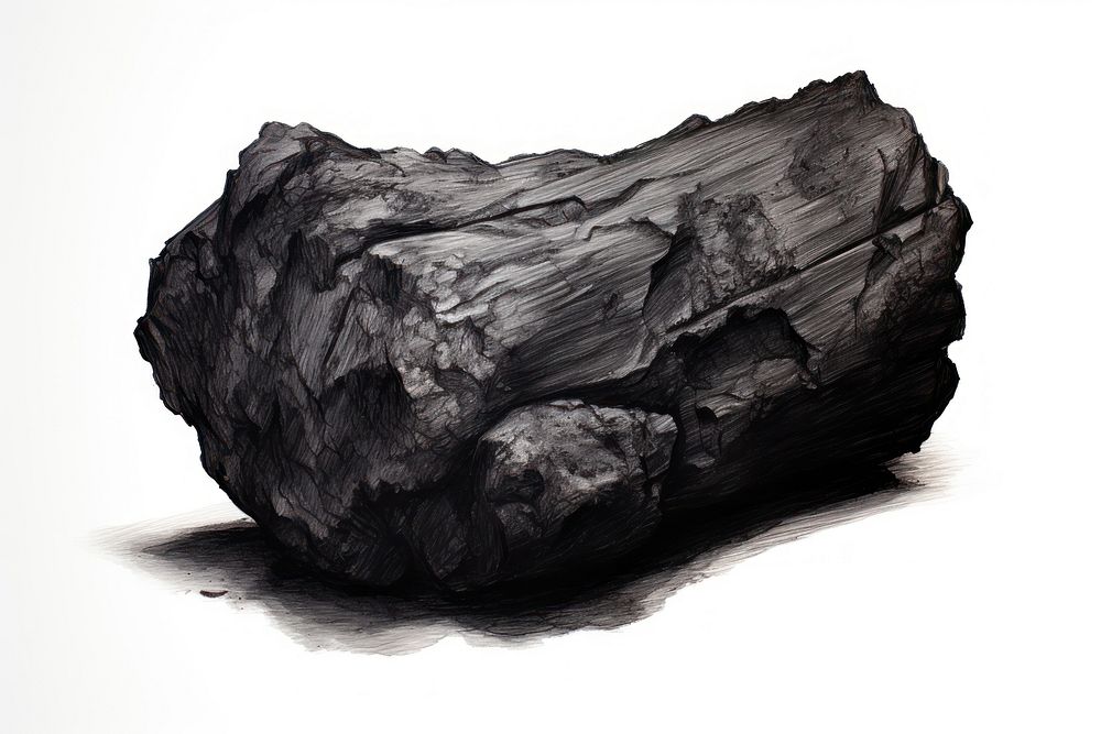 Charcoal mineral rock white background. AI generated Image by rawpixel.