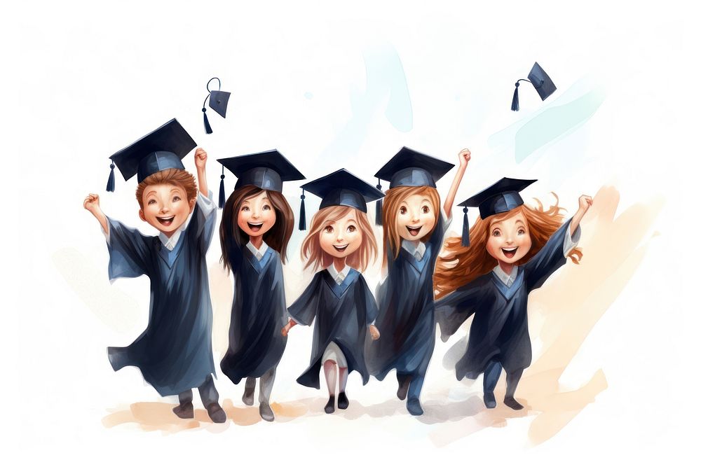 Kids graduation adult togetherness intelligence. AI generated Image by rawpixel.