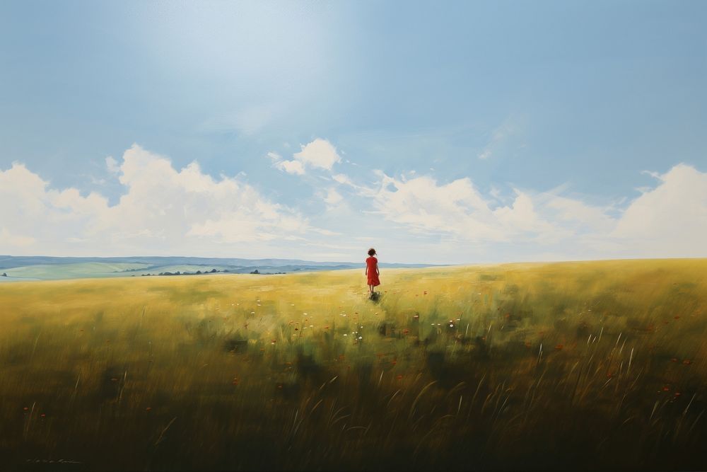 Background landscape sky grassland. AI generated Image by rawpixel.
