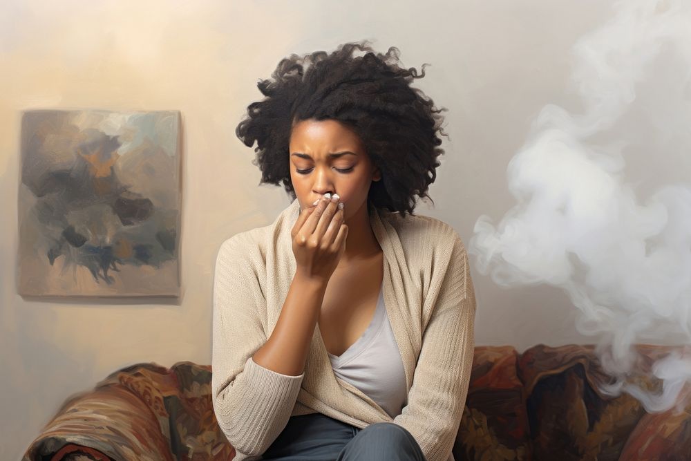 African american woman adult smoke contemplation. AI generated Image by rawpixel.