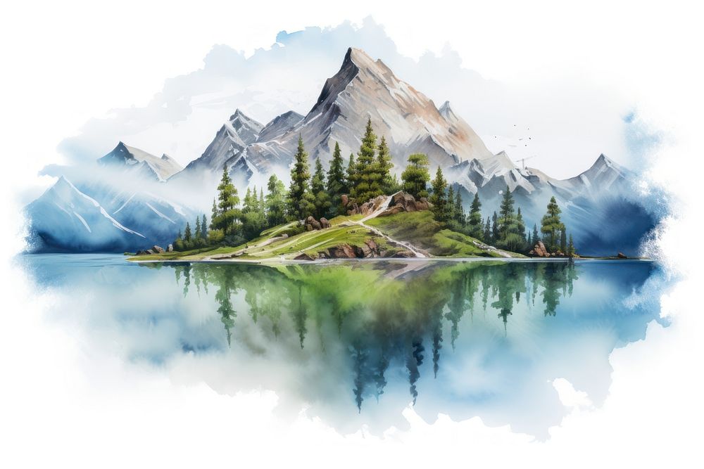 Lake wilderness landscape panoramic. AI generated Image by rawpixel.