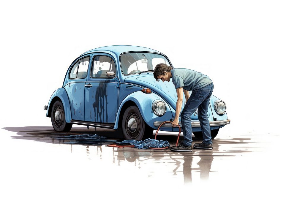 Person cleaning a car vehicle adult transportation. AI generated Image by rawpixel.