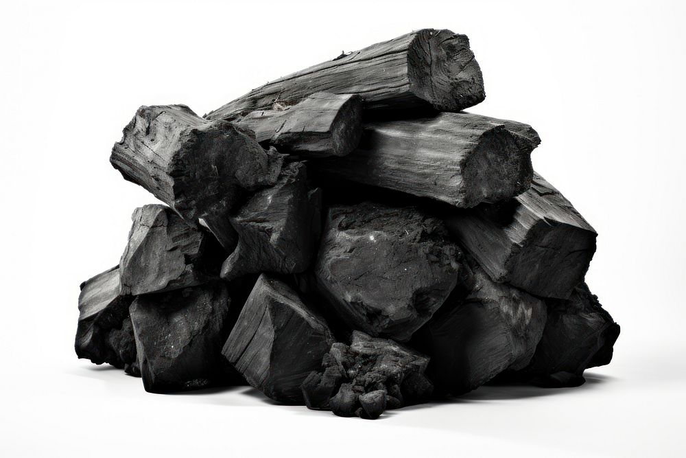 Natural wood charcoal rock white background monochrome. AI generated Image by rawpixel.