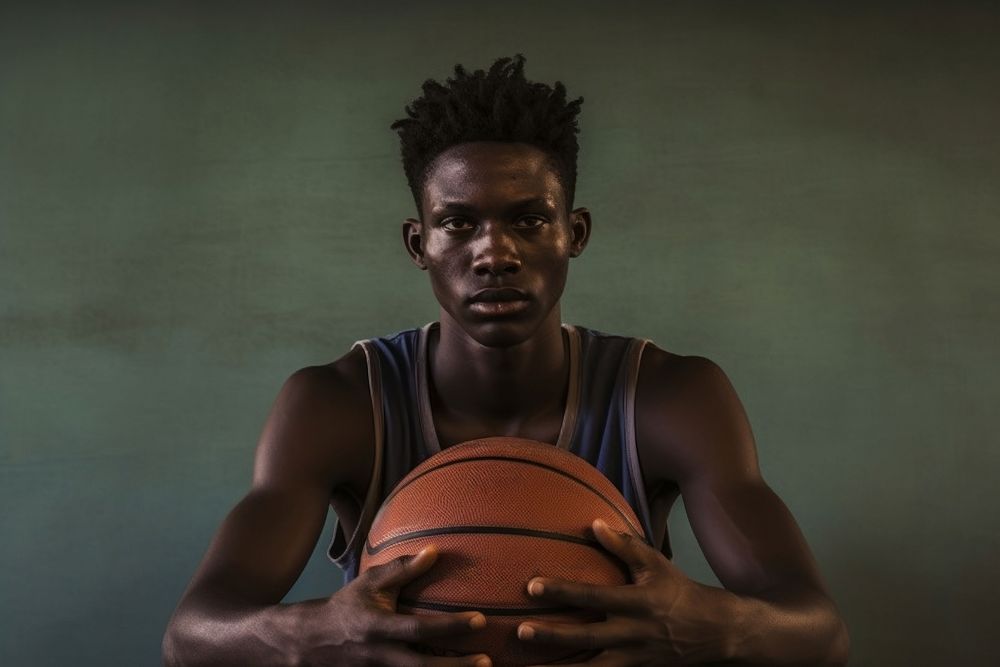 African playing basketball sports person determination. 