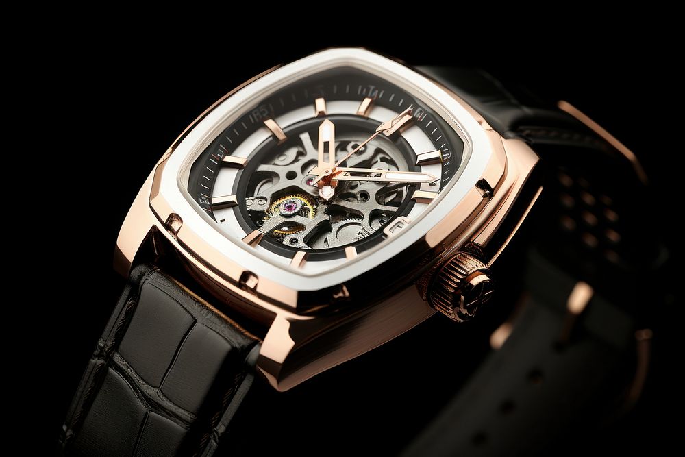 Digital Elegant wristwatch clockworks technology platinum. AI generated Image by rawpixel.
